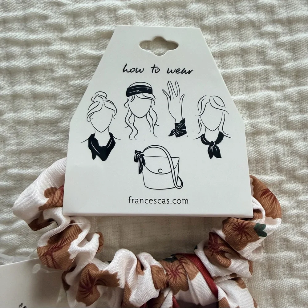 Francesca's Collections Cream and Rust Floral‎ Scarf Scrunchie